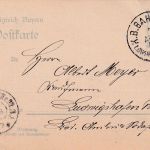 Bayern - Ludwigshafen I Neunkirchen Bahnpost-K1 2 Pfg. Ganzsache/Ortskarte 1908