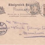 Bayern - Weissenburg Worms Bahnpost-K1 Ganzsache+Zusatz n. Mannheim 1900