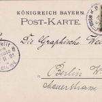 Bayern - Weissenburg Frankfurt Bahnpost-K1 5 Pfg. Karte Frankenthal 1901