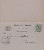 Bayern - Elm Gemünden I Bahnpost-K1 5 Pfg. Ganzsache Burgsinn - Kössen 1893
