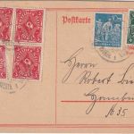 DR-Infla - Wertheim I Lohr Bahnpost-K1 Karte Wertheim - Hamburg 1923