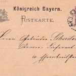 Bayern - Würzburg Frankfurt II Bahnpost-K1 5 Pfg. Ganzsache Dettingen 1890