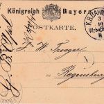 Bayern - Würzburg Bamberg II Bahnpost-K1 5 Pfg. Ganzsache Schweinfurt 1882