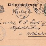 Bayern - Würzburg IV Nürnberg Bahnpost-K1 5 Pfg. Ganzsache Possenheim 1896