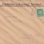 DR -Zell Müncheberg Zug 74 Bahnpost-Ra4 Drucksache Kulmbach - Berlin 1925
