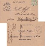 Bayern - Miltenberg II Aschaffenburg C Bahnpost-K1 3 Pfg. Wappen Reiseavis
