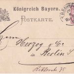 Bayern - Würzburg IV Frankfurt Bahnpost-K1 5 Pfg. Ganzsache Aschaffenburg 1886