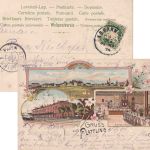Bayern - Passau Regensburg Bahnpost-K1 Farblitho Plattling (Bahnhof u.a.) 1904