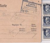 Bayern - Furth Nürnberg Zg 1129 Bahnpost-Ra4 Feldpostkarte Amberg - Lauf 1915