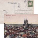 Bayern - Regensburg Nürnberg 6 Bahnpost-K1 AK Regensburg - Nürnberg 1908