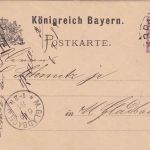 Bayern - Furth Nürnberg II Bahnpost-K1 5 Pfg. Ganzsache Amberg - M.Gladbach 1884
