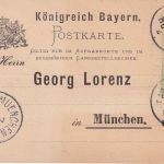 Bayern - Regensburg München Bahnpost-K1 3 Pfg. Ganzsache/Zudruck Freising 1887