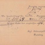Bayern - Regensburg München Bahnpost-K1 3 Pfg. Ganzsache/Zudruck Freising 1887