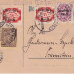 DR-Infla - Garching Traunstein ZG 104 Bahnpost-K1 Ganzsache Tacherting 1923