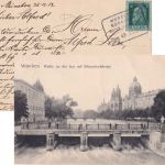 Bayern - München Nürnberg Zug 49 Bahnpost-Ra4 AK München - Berlin 1912