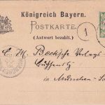 Bayern - München Nürnberg 3 Bahnpost-K1 5 Pfg. GA/F-Teil Roth - München 1894