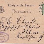 Bayern - München Ulm V Bahnpost-K1 5 Pfg. Ganzsache München - Ulm 1898