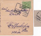 DR-Infla - Simbach München Zug 938 apt. Bahnpost-Ra4 Karte Simbach 1923