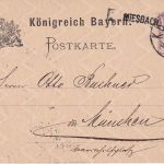 Bayern - Schliersee Holzkichen II Bahnpost-K1 5 Pfg. Ganzsache Miesbach 1888