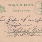 Bayern - München Nürnberg III Bahnpost-K1 5 Pfg. Ganzsache n. Röhrmoos 1902