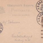 Bayern - München Kempten 2 Bahnpost-K1 2 Pfg. Ganzsache+Zusatz Bruck 1905