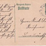 Bayern - Lechbruck Marktoberdorf Bahnpost-K1 5 Pfg. Ganzsache n. Donauwörth 1917