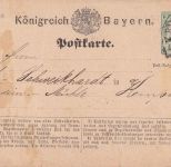Bayern - Lindau Augsburg Bahnpost-HKS 2 Kr. Ganzsache Immenstadt - Kempten 1874