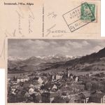 DR - Lindau München Zug 857/- apt. Bahnpost-Ra4 AK Immenstadt - München 1924