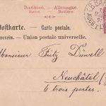 Bayern - Augsburg I Lindau Bahnpost-K1 10 Pfg. Ganzsache i.d. SCHWEIZ 1891