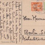Bayern - Augsburg I Weilheim Bahnpost-K1 AK Mittenwald - Berlin 2.4.1920