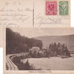 Österreich - Kempten Reutte Zug 18 Bahnpost-K1 AK Musau/Ulrichsbrücke 1921