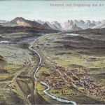 Bayern - Kempten u. Umgeb. Vogelperspektive Bahnlinien farb. Felle-AK 1915
