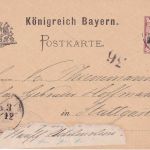 Bayern - Donauwörth Neuoffingen I Bahnpost-K1 5 Pfg. Ganzsache Dillingen 1889