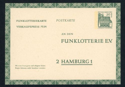 Berlin Ganzsache Michel Nummer FP 8 Funklotteriekarte ungebraucht