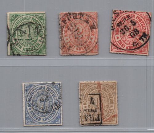 Norddeutscher Bund Michel Nr. 7 - 11 gestempelt
