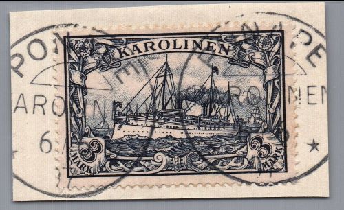 Dt. Kolonien Karolinen Michel-Nr. 18 Briefstück gestempelt