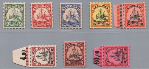 Dt. Kolonien Karolinen Michel-Nr. Lot aus 7 - 15 postfrisch