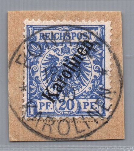 Dt. Kolonien Karolinen Michel-Nr. 4 II Briefstück gestempelt geprüft