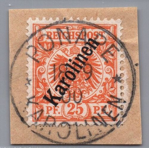 Dt. Kolonien Karolinen Michel-Nr. 5 II Briefstück gestempelt geprüft