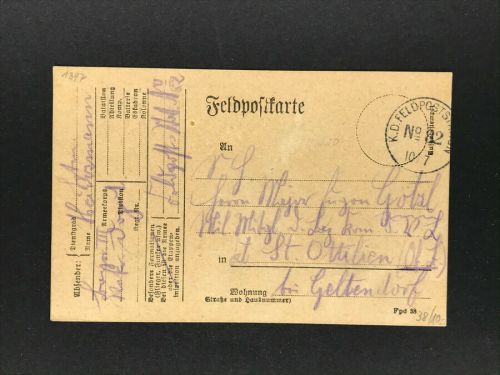 I. WK Feldpostkarte Feldpoststation 82 - 10.7.1915 nach St. Otilien