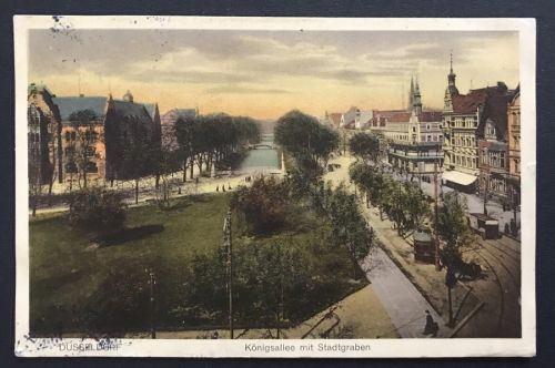 Feldpost AK - Düsseldorf Königsallee mit Stadtgraben 27.7.1915