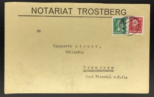 Dt. Reich MlFr Notariat Trostberg n. Gramsham 1923