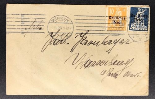 Dt. Reich MlFr Nr. 120 + 123 Würzburg n. Wasserburg 4.7.1920