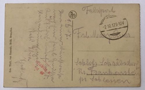 Feldpostkarte AK Mons 2.10.1917 Belgien
