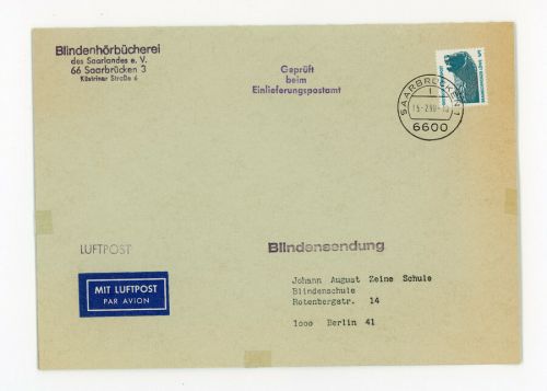 Bund Blindensendung - Luftpost mit Inhalt 1990