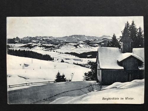 Ansichtskarte Schweiz Bergkirchlein im Winter - Chur 1905 nach Zürich