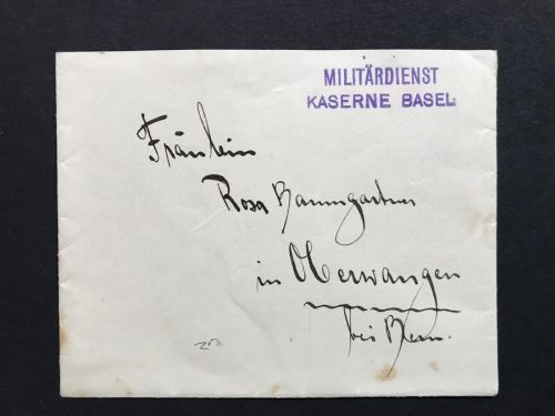 Schweiz Feldpostbrief Militärdienst Kaserne Basel 1914