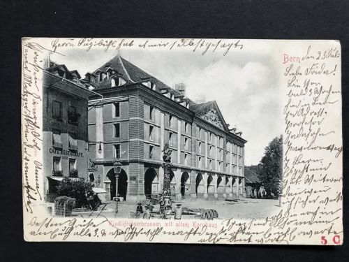 Ansichtskarte Schweiz Bern Kindlifresserbrunnen mit altem Kornhaus 1903