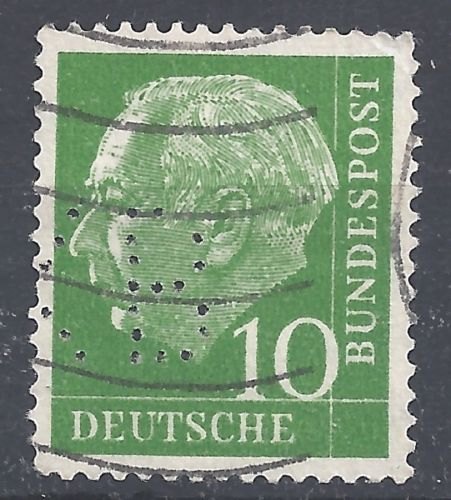 Bund Heuss Mi.Nr. 183 gestempeltt Perfin Lochung