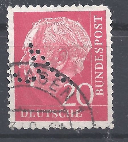 Bund Heuss Mi.Nr. 185 gestempeltt Perfin Lochung